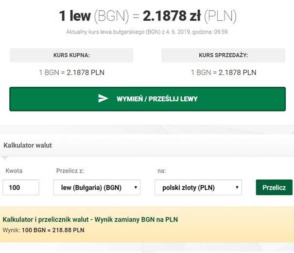 Kurs lewy do złotego